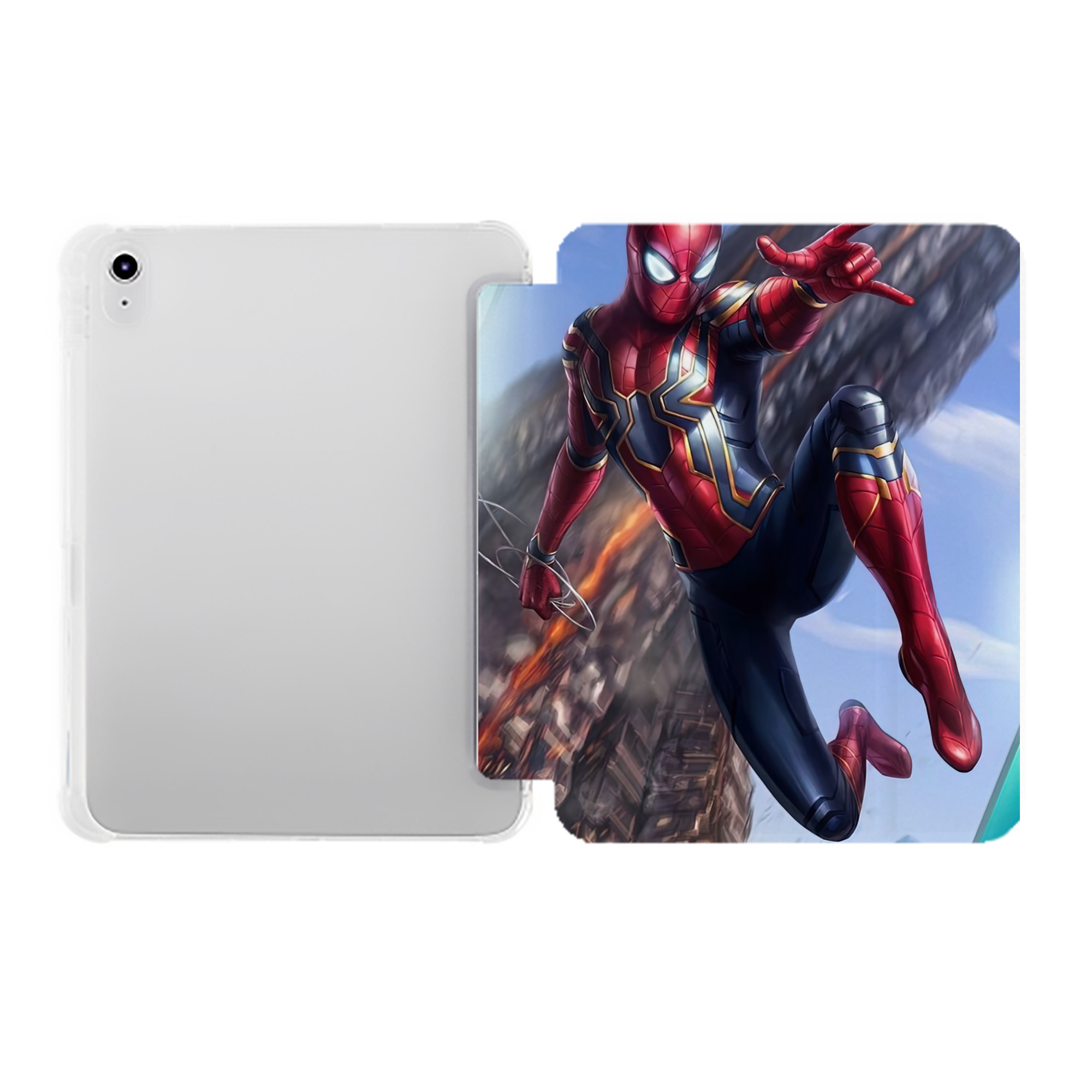 （画像用） Spider Man スパイダーマン IPad ケース ペン収納付き 三つ折りスタンド PUレザー×シリコン 対応機種9.5/10.5/10.9インチ